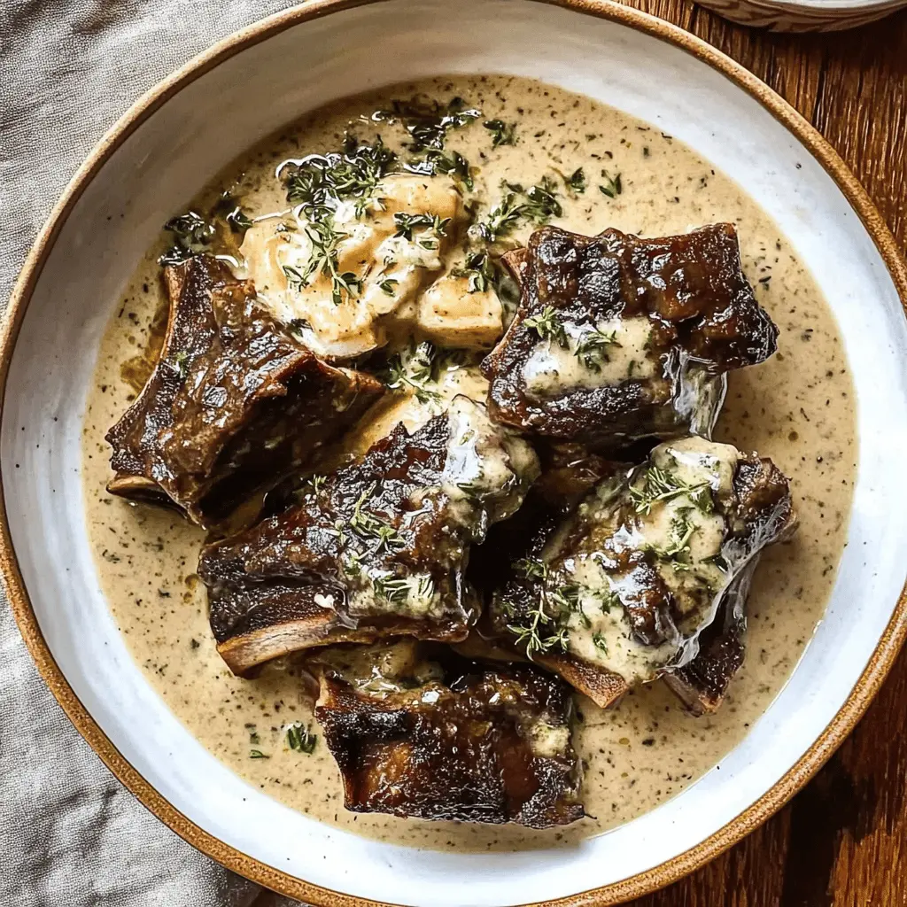 Easy Braised Short Ribs in Creamy Herb Sauce
