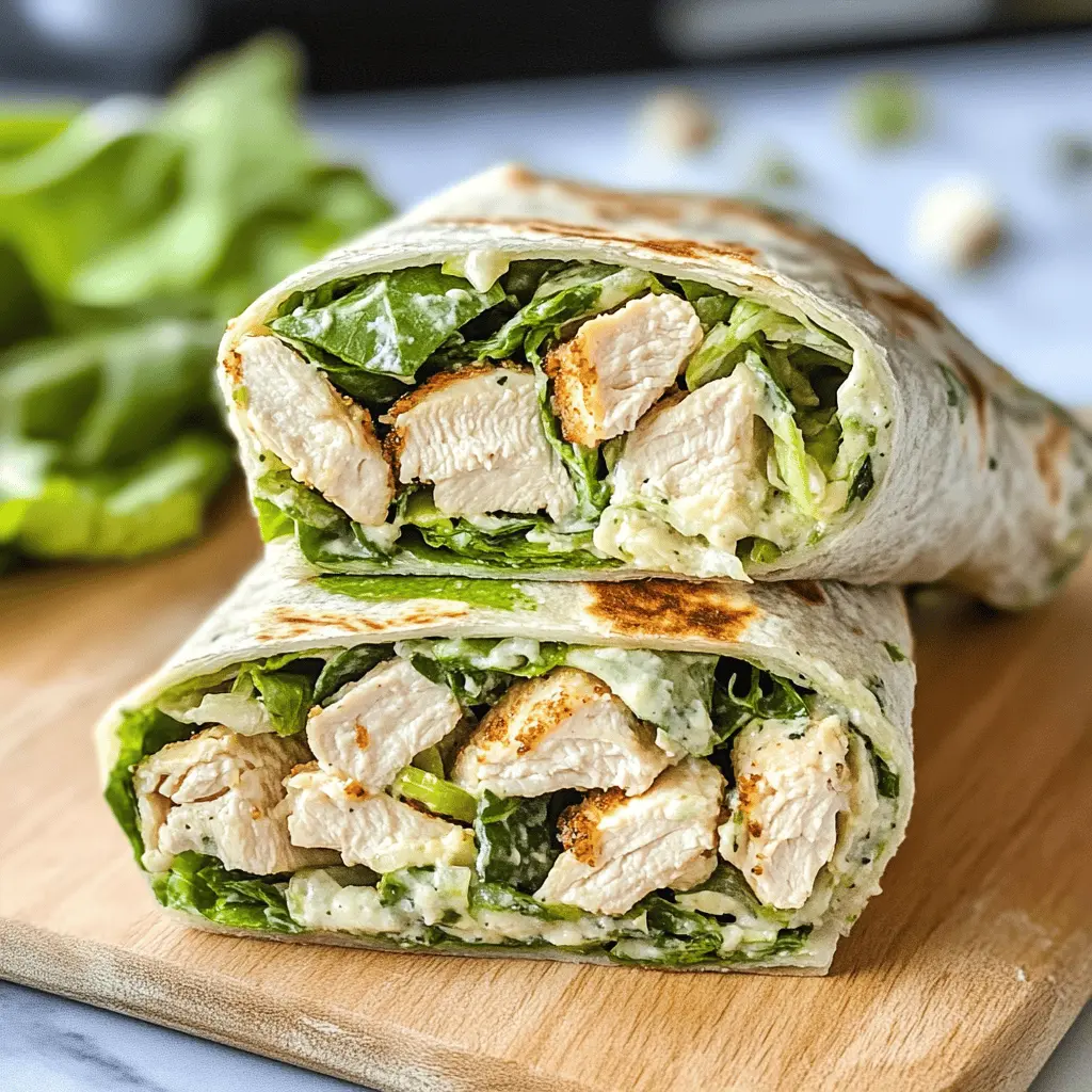 Looking for a quick meal that's both tasty and filling? Try this Chicken Caesar Salad Wrap! Packed with tender chicken, crisp romaine, and a creamy dressing all wrapped up in a soft tortilla, it's perfect for lunch or a light dinner. Save this recipe for your next picnic or on-the-go meal!