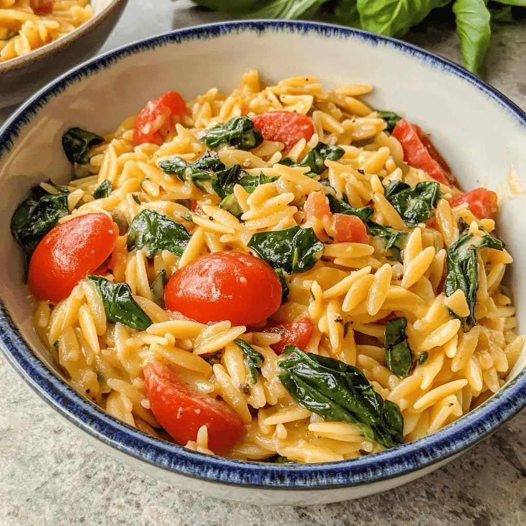 Creamy Vegan Tuscan Orzo is the perfect dish for a comforting weeknight dinner! This delightful recipe features tender orzo pasta tossed in a rich and creamy sauce, complemented by sun-dried tomatoes and fresh spinach. It's packed with flavor and sure to impress both vegans and non-vegans alike. Save this recipe for your next family meal or dinner party!