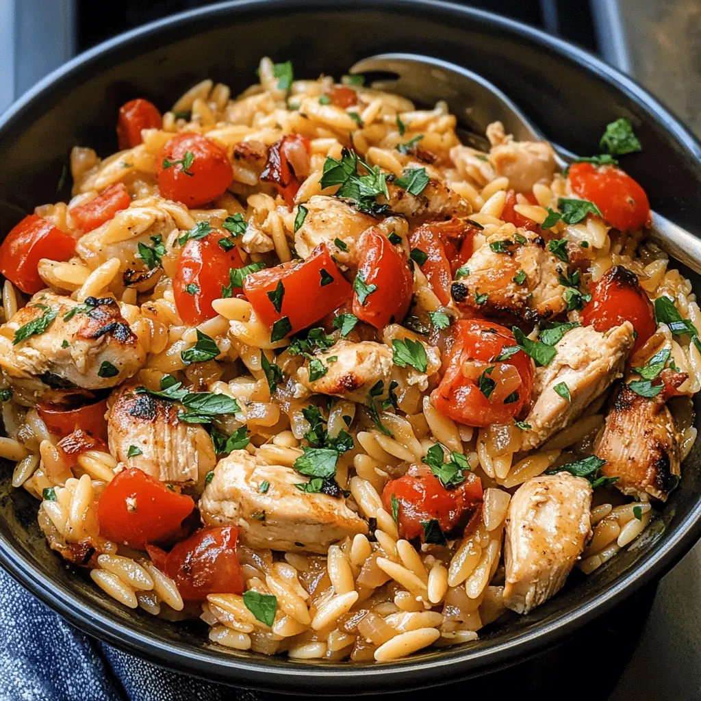 Whip up a delightful Easy Mediterranean Chicken Orzo that combines juicy chicken with vibrant vegetables and al dente orzo pasta! 🌿✨ This dish is packed with flavors from sun-dried tomatoes, olives, and fresh herbs, making it perfect for family dinners or meal prep. Save this recipe for a satisfying taste of the Mediterranean anytime you crave something light and delicious! 🍗🍅