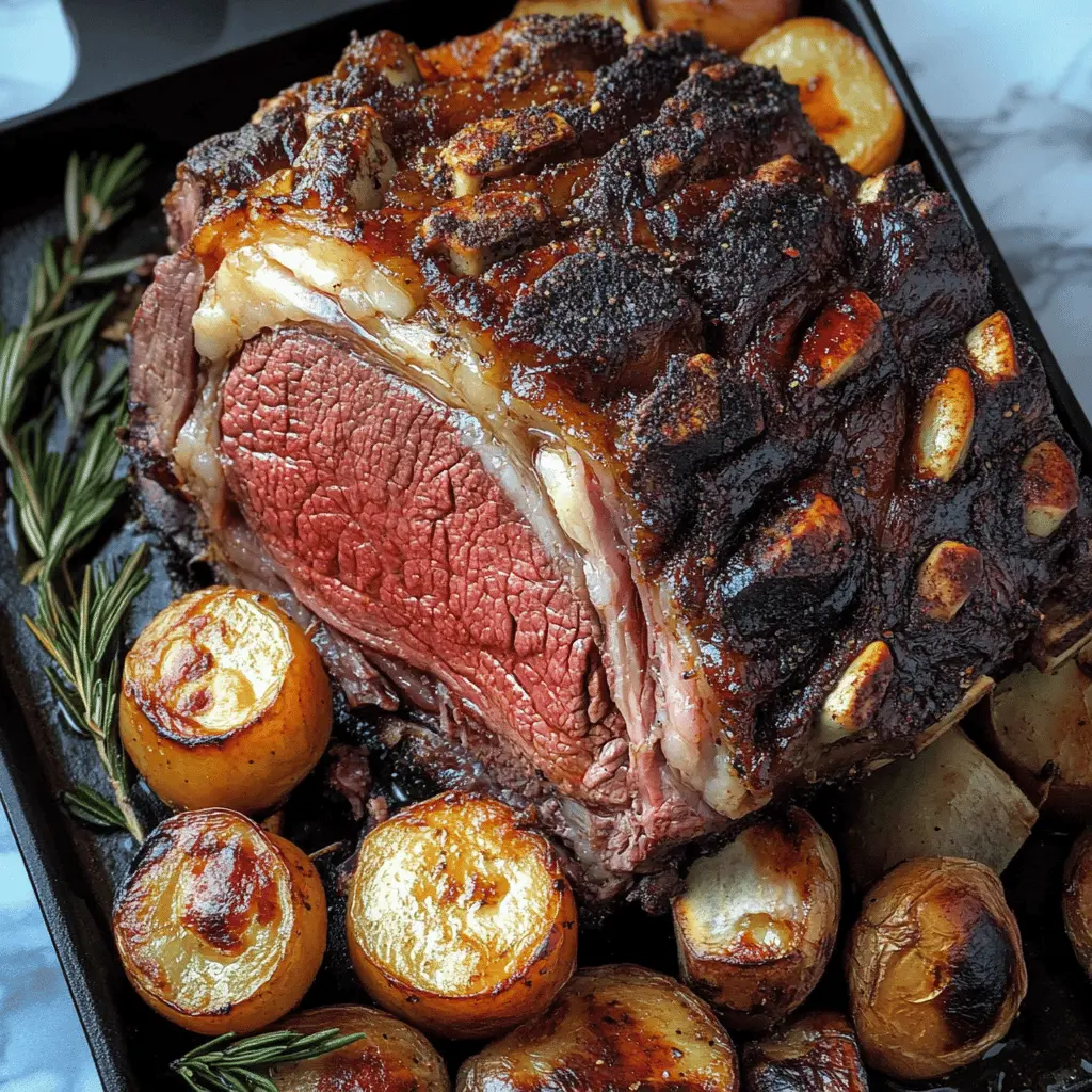 This standing rib roast recipe is a showstopper for any occasion! With its tender meat and rich, mouthwatering flavors, it's perfect for holiday dinners or special gatherings. Featuring just a few simple ingredients, including garlic, rosemary, and a touch of salt, this dish is easy to prepare yet impressive. Save this recipe to impress your family and friends at your next celebration!