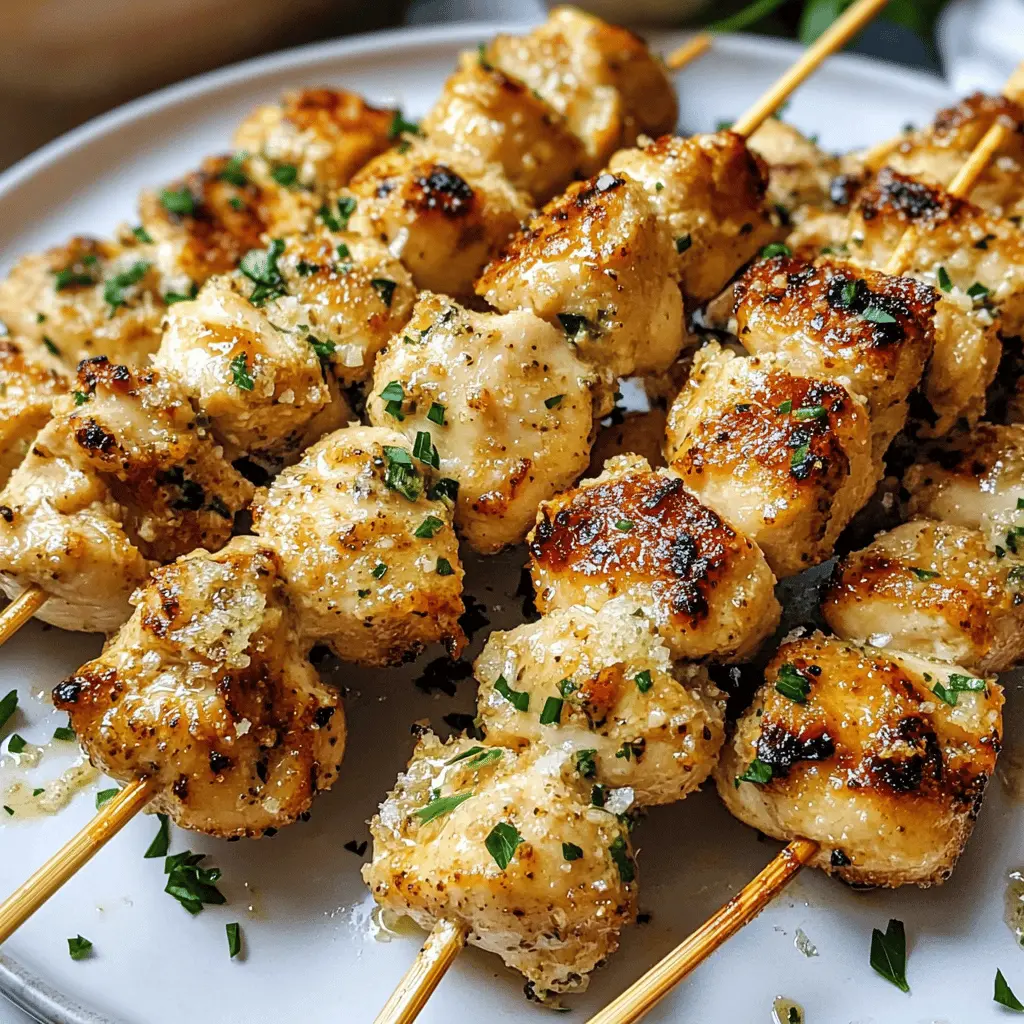 Juicy chicken skewers marinated in a delightful garlic Parmesan sauce! These Garlic Parmesan Chicken Skewers are perfect for grilling season or a fun weeknight dinner. Bursting with flavor and easy to make, they are a crowd-pleaser for any occasion. Save this recipe for your next BBQ or family gathering and enjoy deliciousness on a stick!