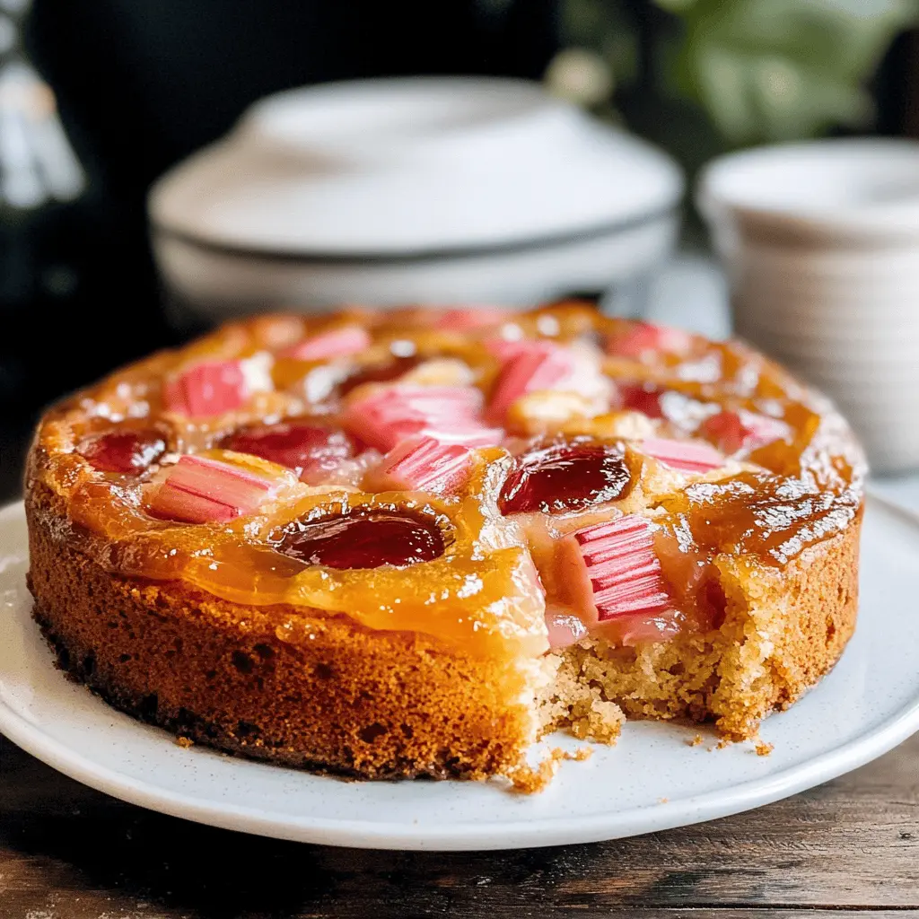 This Rhubarb Upside-down Cake is a delightful twist on a classic dessert! Featuring tart rhubarb layers paired with a moist cake, it's perfect for any gathering. The vibrant colors make it a showstopper for springtime events or a cozy family dinner. Save this recipe and impress your friends with this unique dessert that's sure to brighten their day!