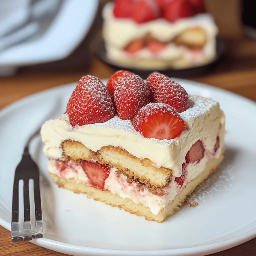 Treat yourself to a delightful twist on classic tiramisu! This Strawberry Tiramisu combines rich mascarpone with fresh strawberries and zesty citrus for a refreshing take on a beloved dessert. Perfect for gatherings or a sweet treat at home. Save this recipe now for your next occasion! 🍓✨