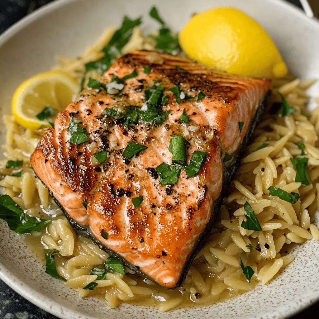 Easy Seared Salmon with Zesty Lemon Orzo