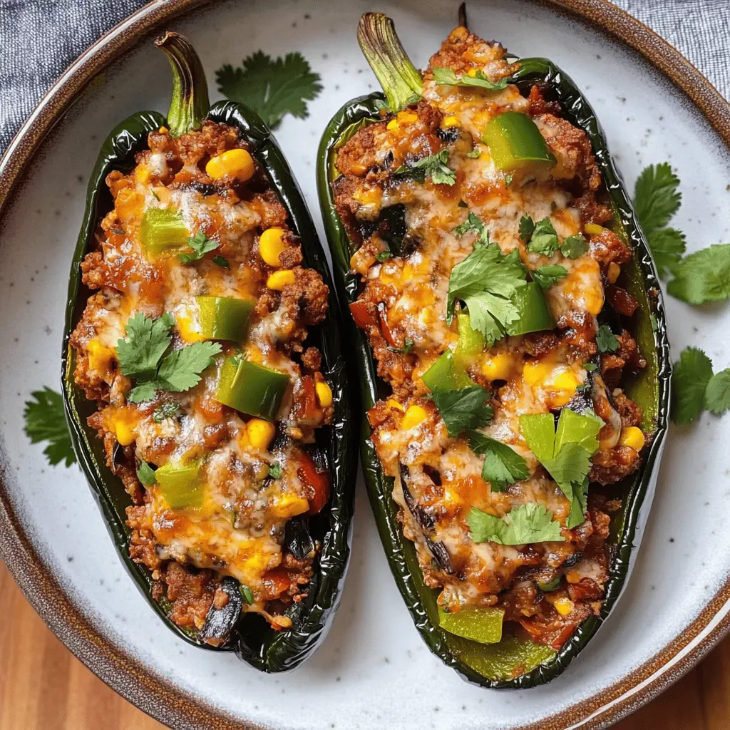 Easy Cheesy Mexican Stuffed Poblano Peppers