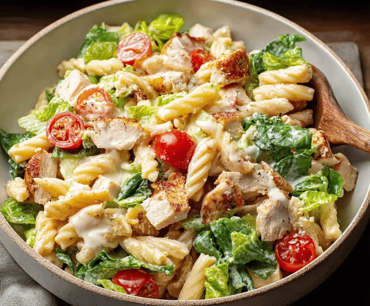 Easy 20-Minute Chicken Caesar Pasta Salad