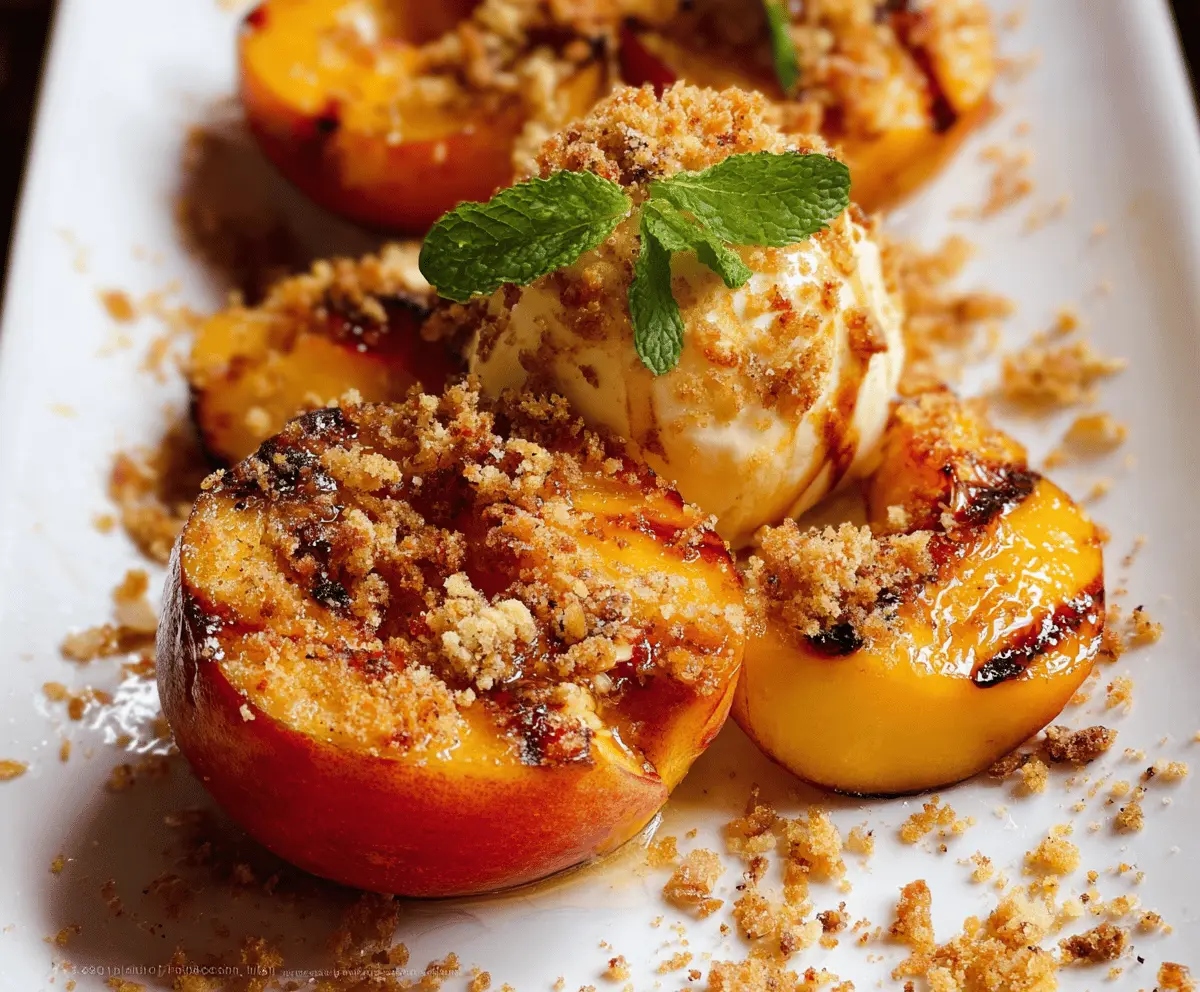 Easy Maple Grilled Peaches with Almond Cookie Crumbs