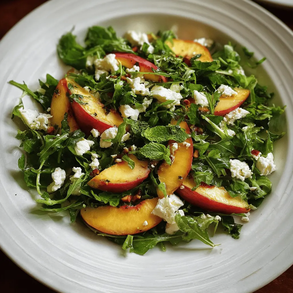 Fresh Arugula Salad with Peaches and Goat Cheese