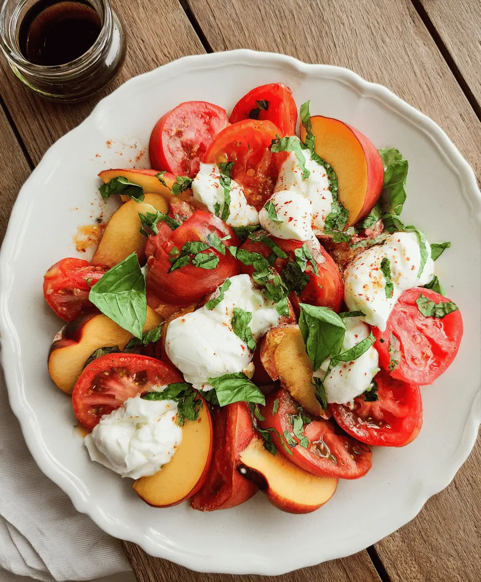 Easy Tomato Peach Burrata Salad Recipe