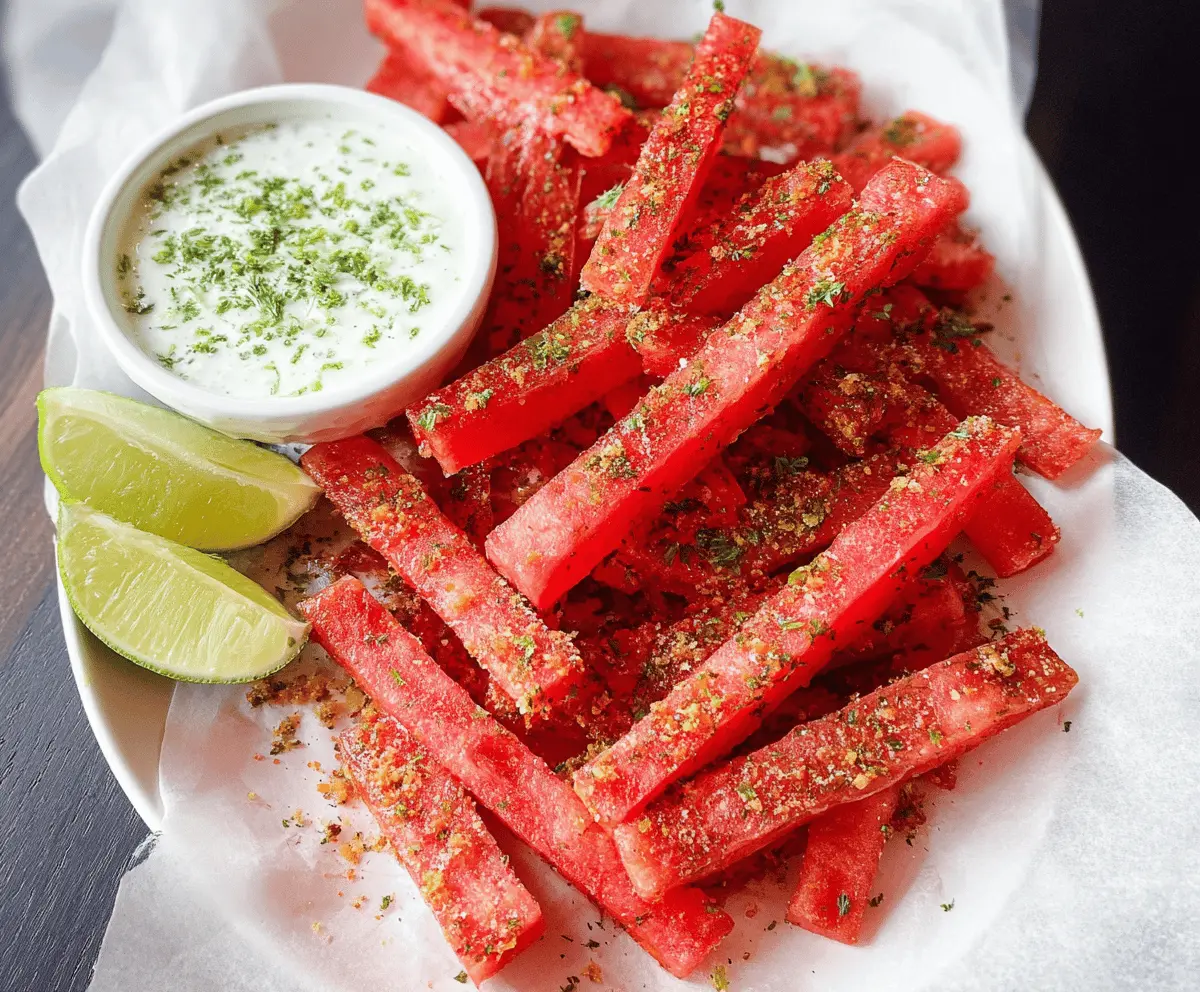 Spicy Watermelon Fries with Creamy Coconut Lime Sauce
