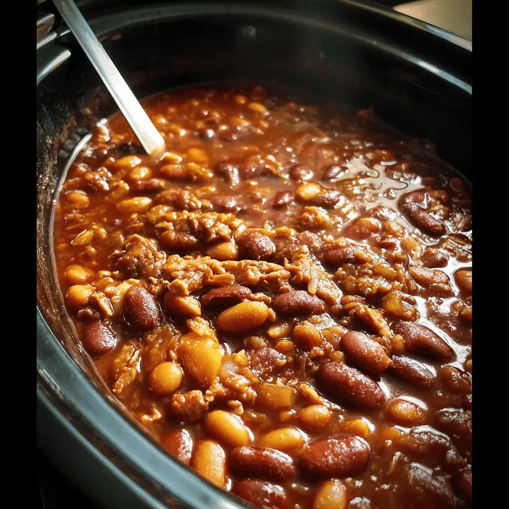 Easy Crockpot Cowboy Beans Recipe
