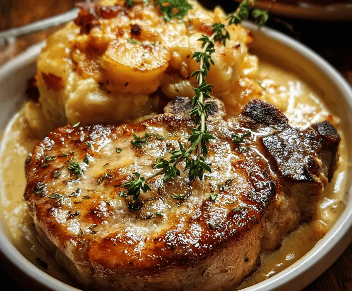 Easy Smothered Pork Chops with Cheesy Scalloped Potatoes