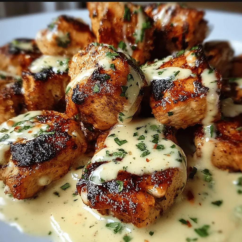 Easy Grilled Chicken Bites With Creamy Garlic Sauce
