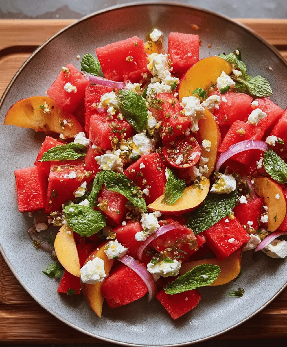 Easy Refreshing Peach Watermelon Salad Recipe