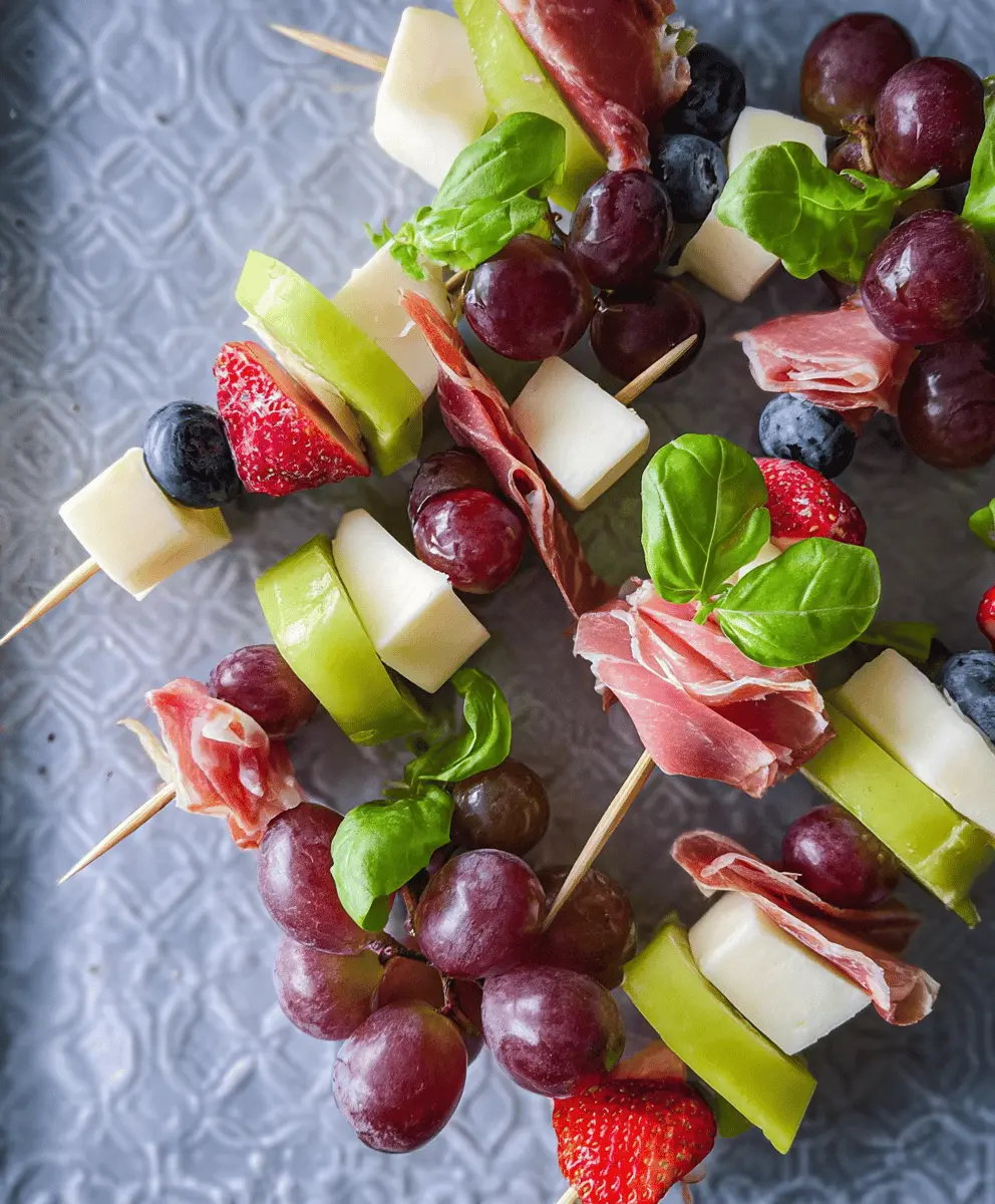 Easy Brie and Prosciutto Fruit Skewers