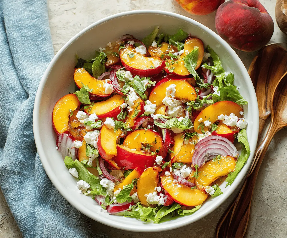 Simple Peach Feta Salad with Fresh Herbs