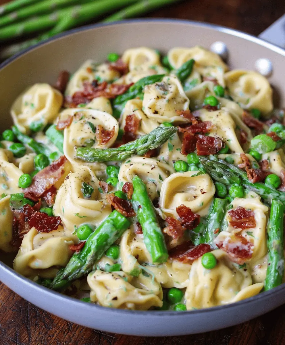 Creamy Tortellini with Bacon, Asparagus & Peas