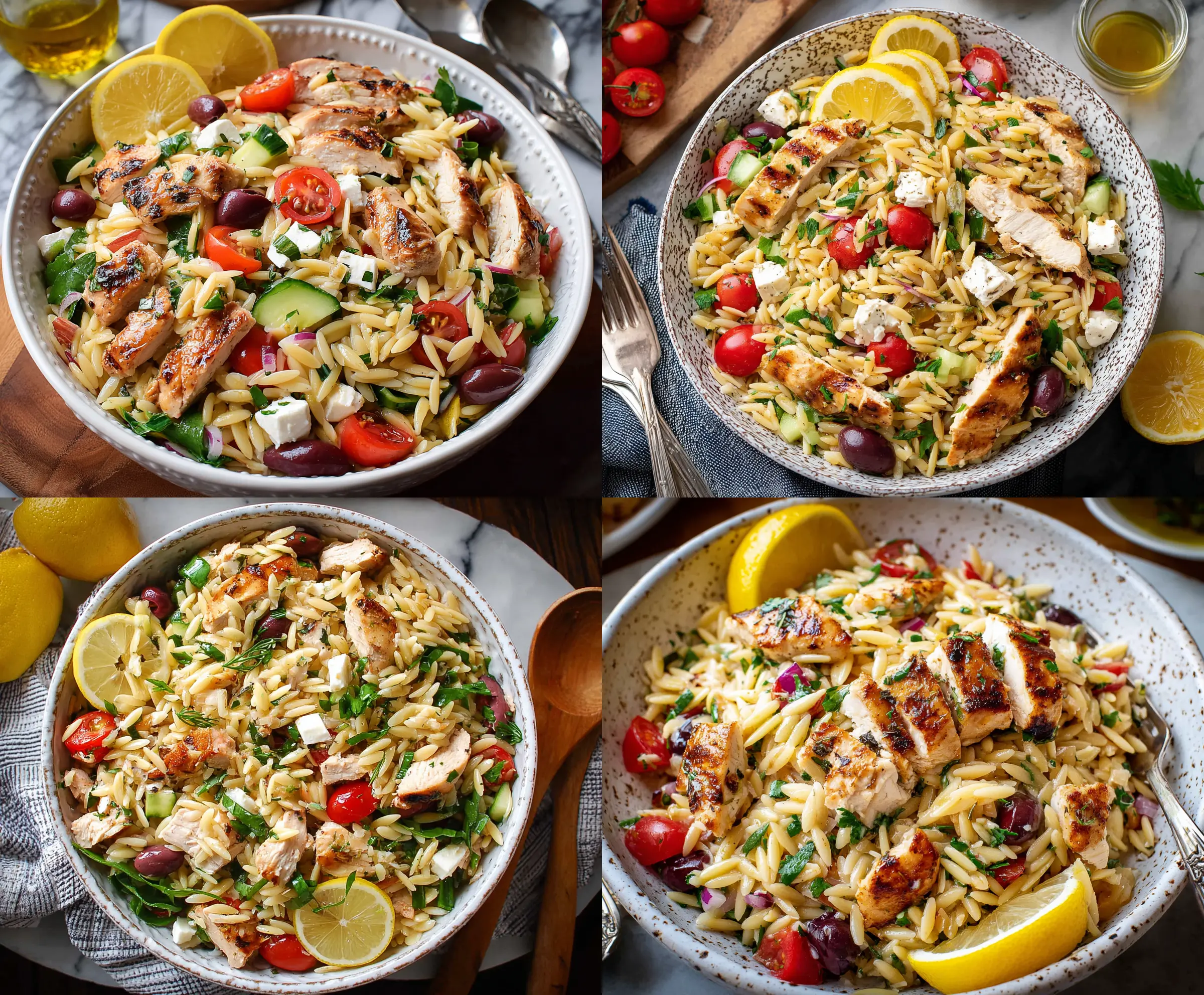 Fresh Lemon Orzo Salad with Grilled Chicken