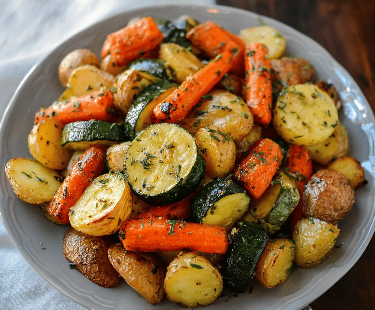 Garlic Herb Roasted Potatoes, Carrots & Zucchini