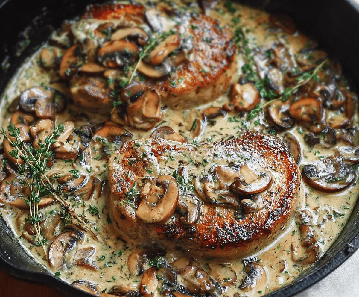 Creamy Garlic Mushroom Pork Chops Recipe