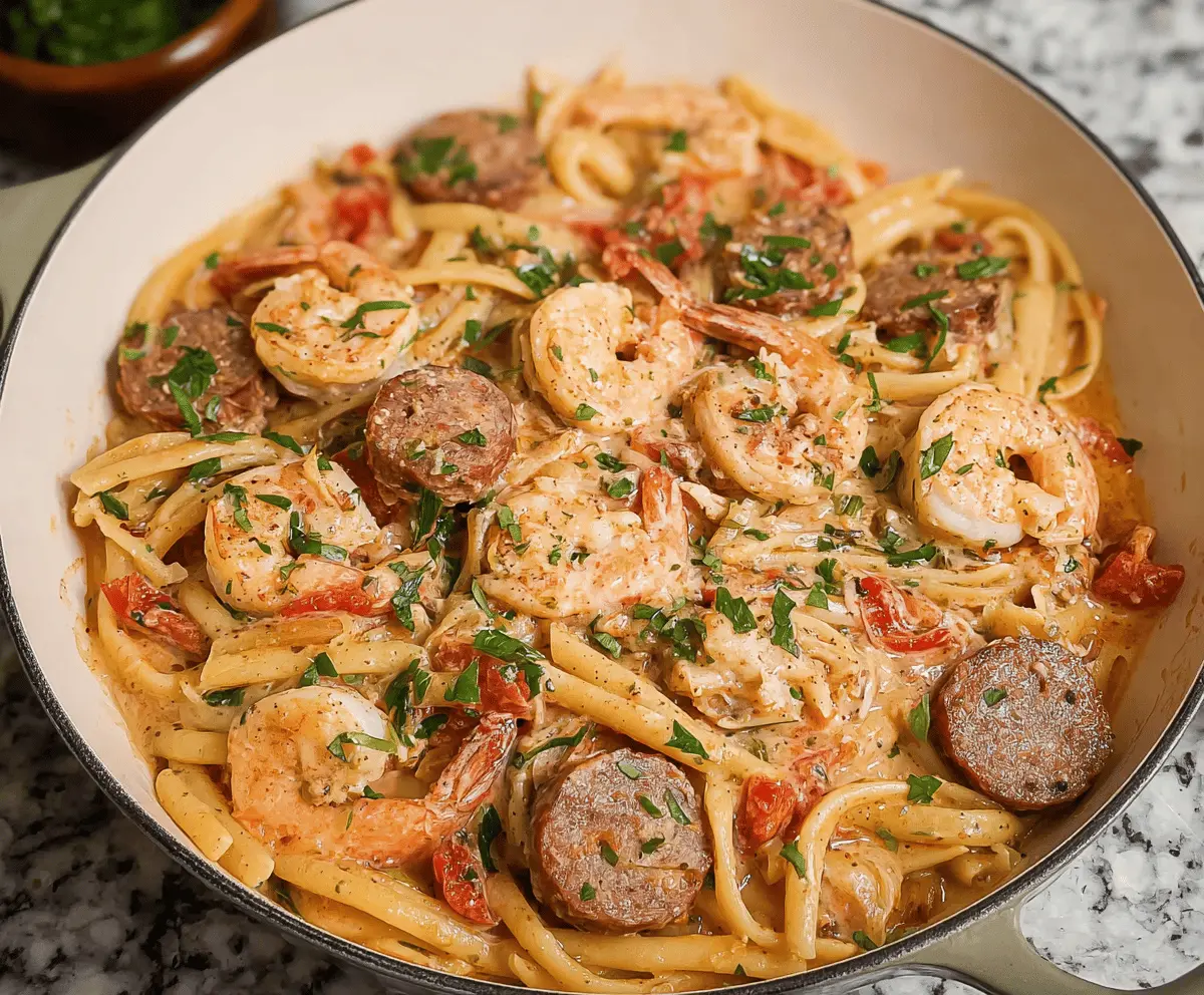 Creamy Cajun Shrimp Sausage Pasta Recipe