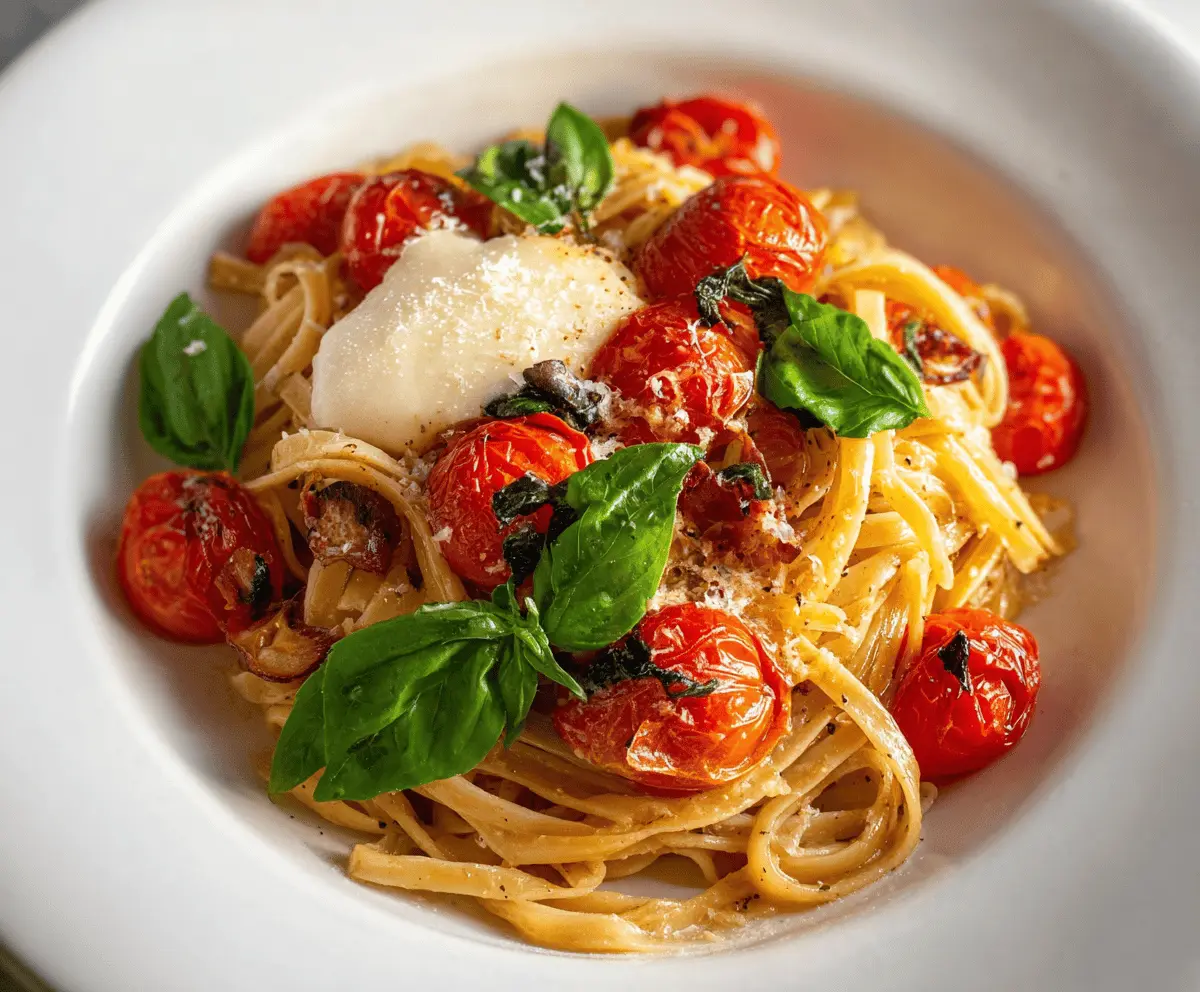 Easy Cherry Tomato Basil Pasta with Garlic and Parmesan
