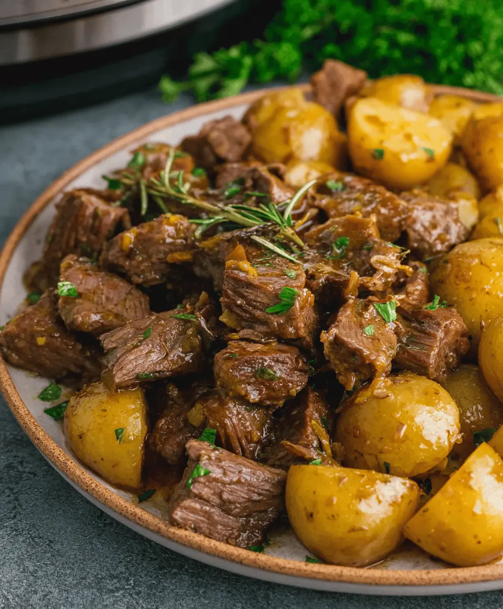 Garlic Butter Steak Bites and Potatoes in a Creamy Sauce
