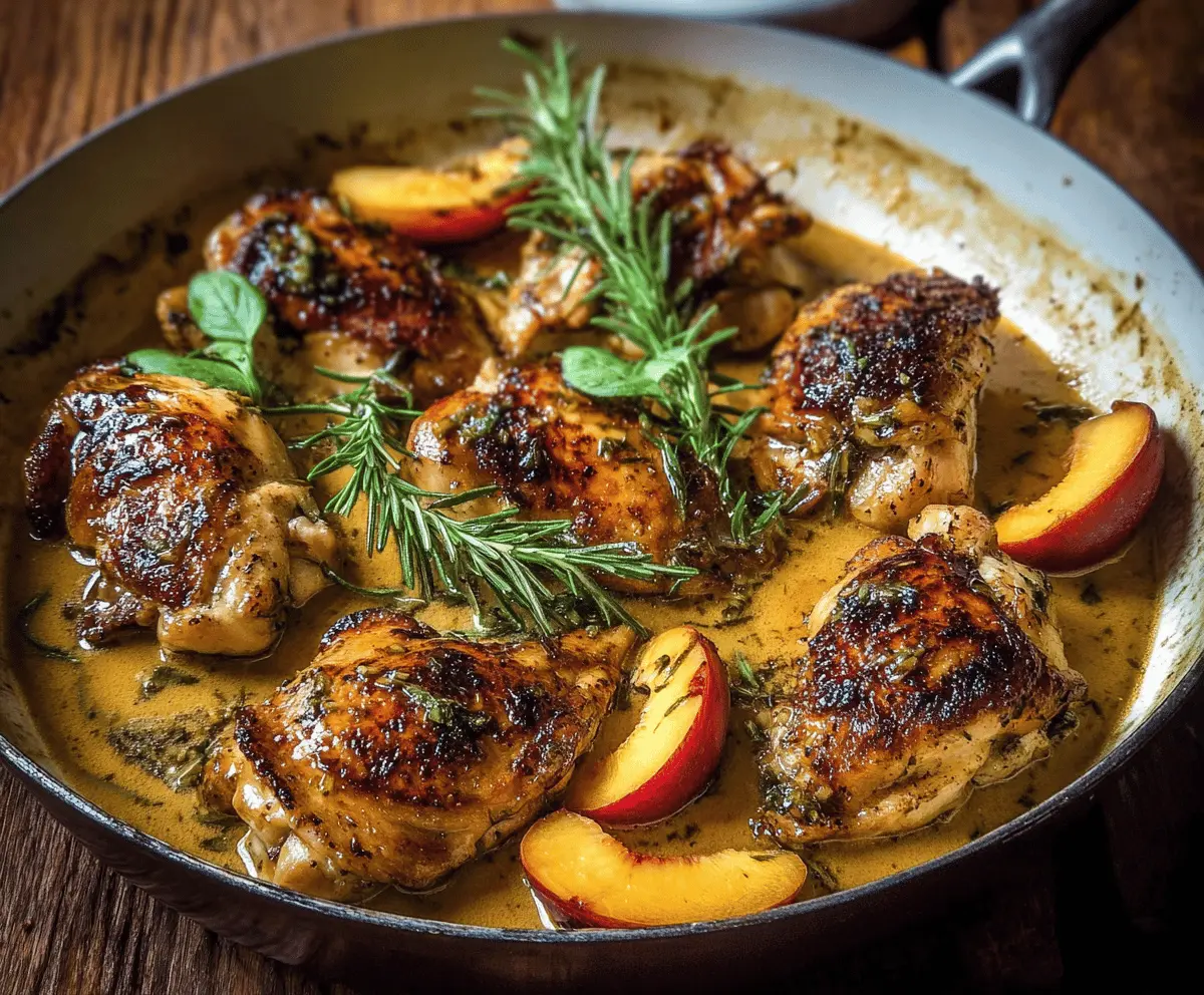 Rosemary Peach Chicken in Creamy White Wine Sauce