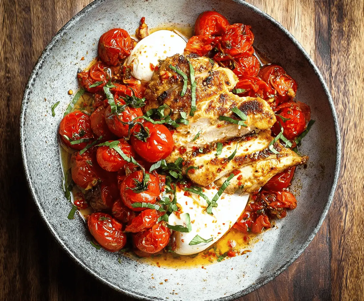 30-Minute Chicken with Braised Tomatoes and Burrata
