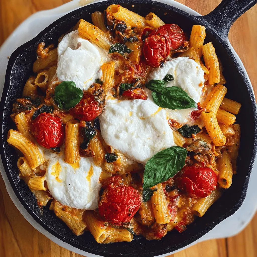 Creamy Baked Burrata Tomato Pasta Recipe