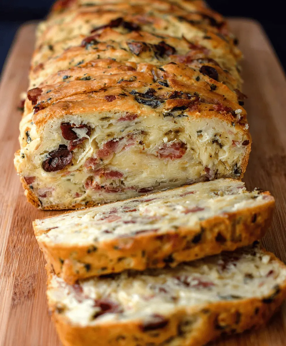 Savory Olive, Bacon, and Cheese Bread Recipe