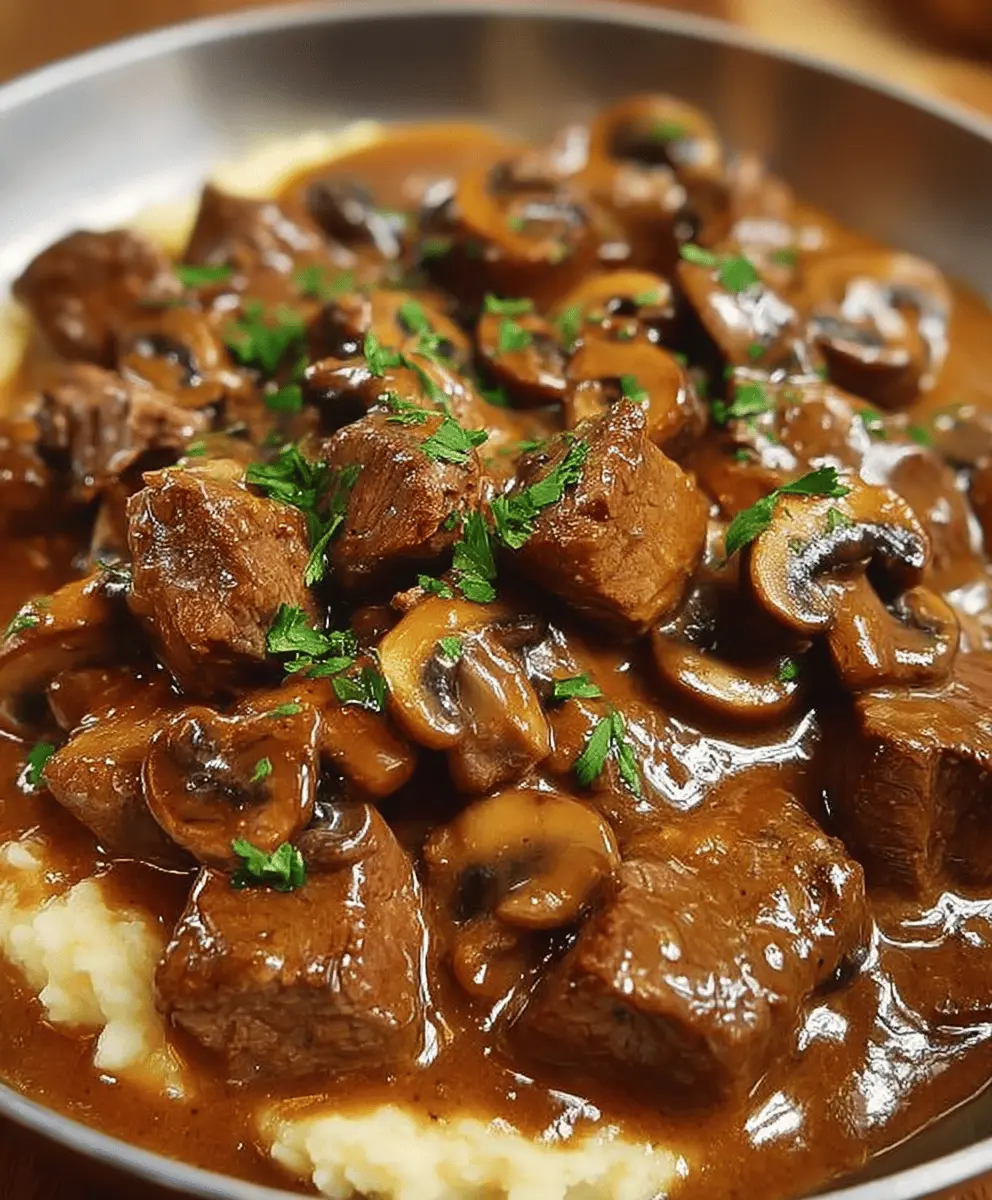 Tender Beef Tips with Creamy Mushroom Gravy