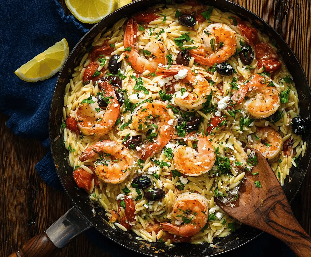 Greek Shrimp Orzo with Feta, Olives, and Tomatoes Recipe