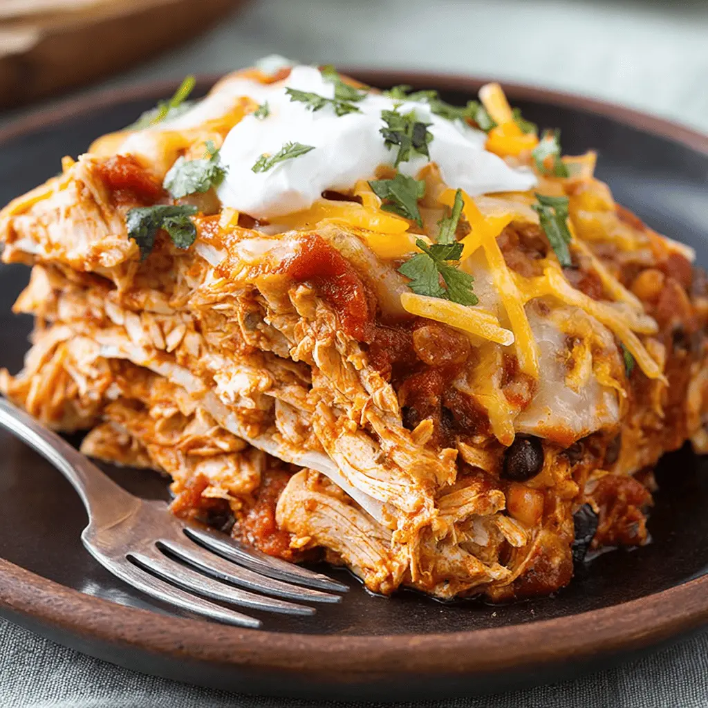 Hearty Crockpot Chicken Enchilada Casserole Recipe