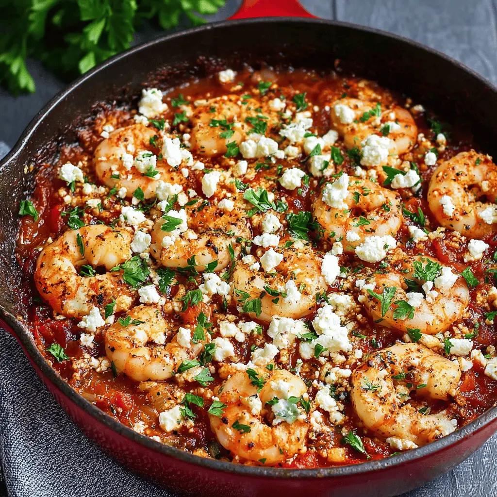 Easy Greek Shrimp Saganaki with Feta Cheese