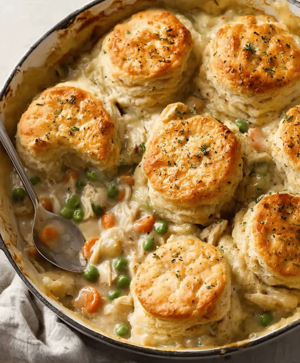 Easy Chicken Pot Pie Casserole with Biscuits