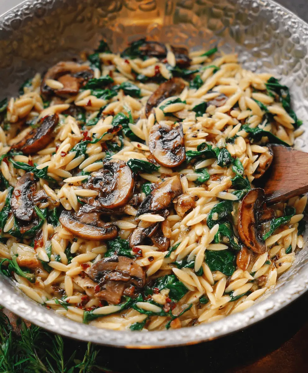 Creamy Spinach Mushroom Orzo Recipe