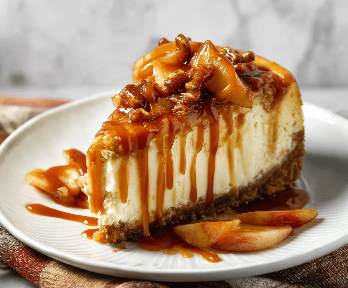 Easy Caramel Apple Cheesecake with Homemade Sauce