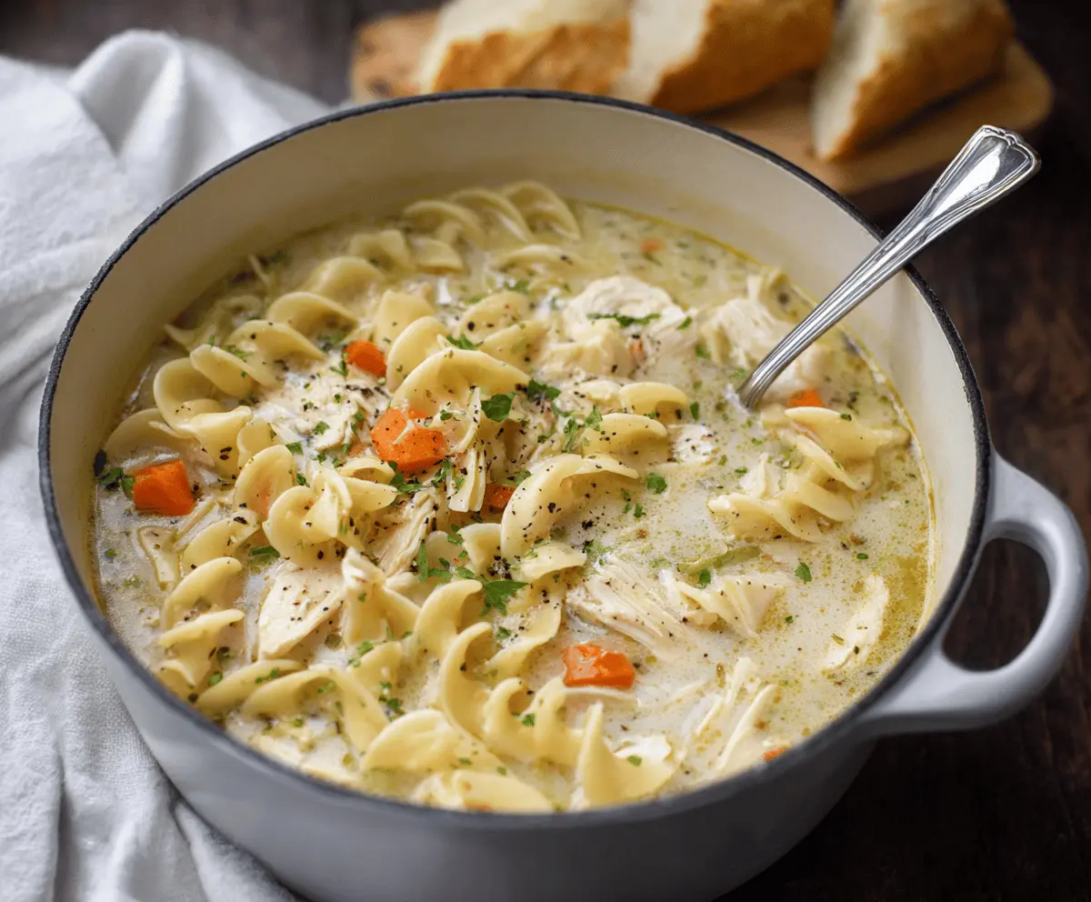 Easy Creamy Chicken Pasta Soup Recipe