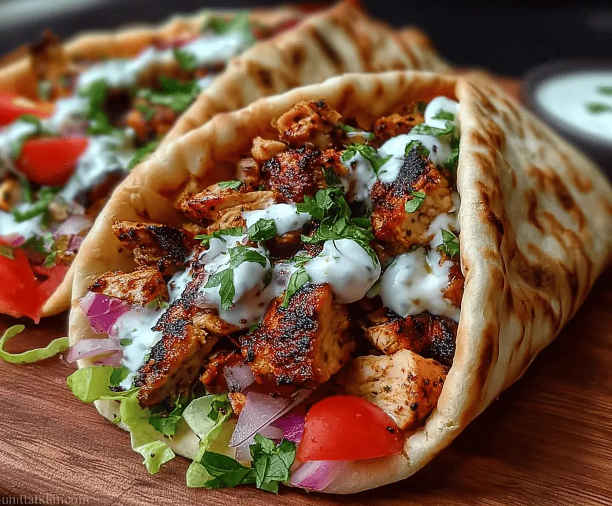 Juicy Chicken Shawarma Pita with Creamy Yogurt Sauce