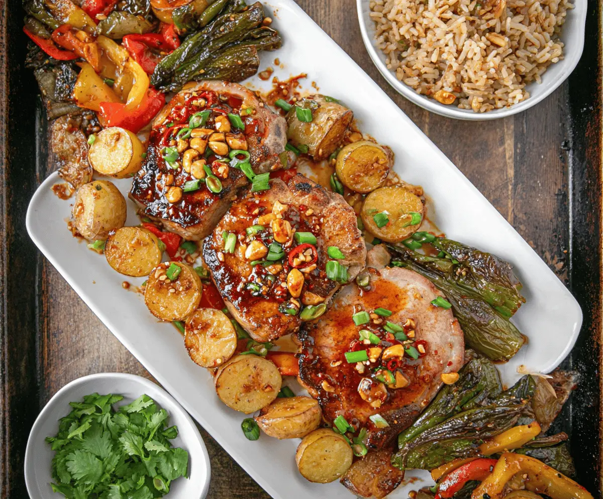 Easy Sheet Pan Kung Pao Pork Chops
