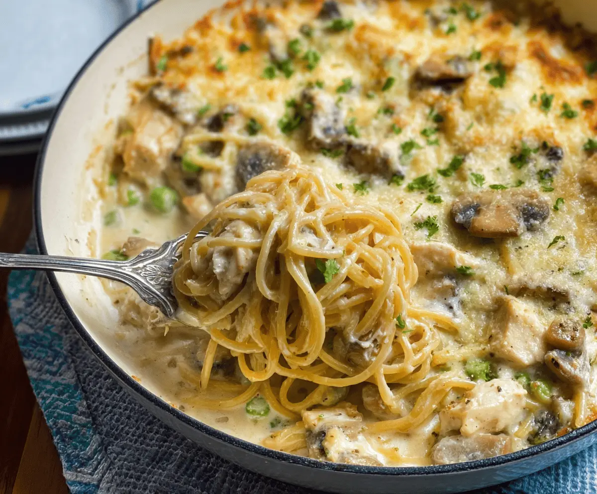 Creamy Chicken Tetrazzini Pasta Bake Recipe