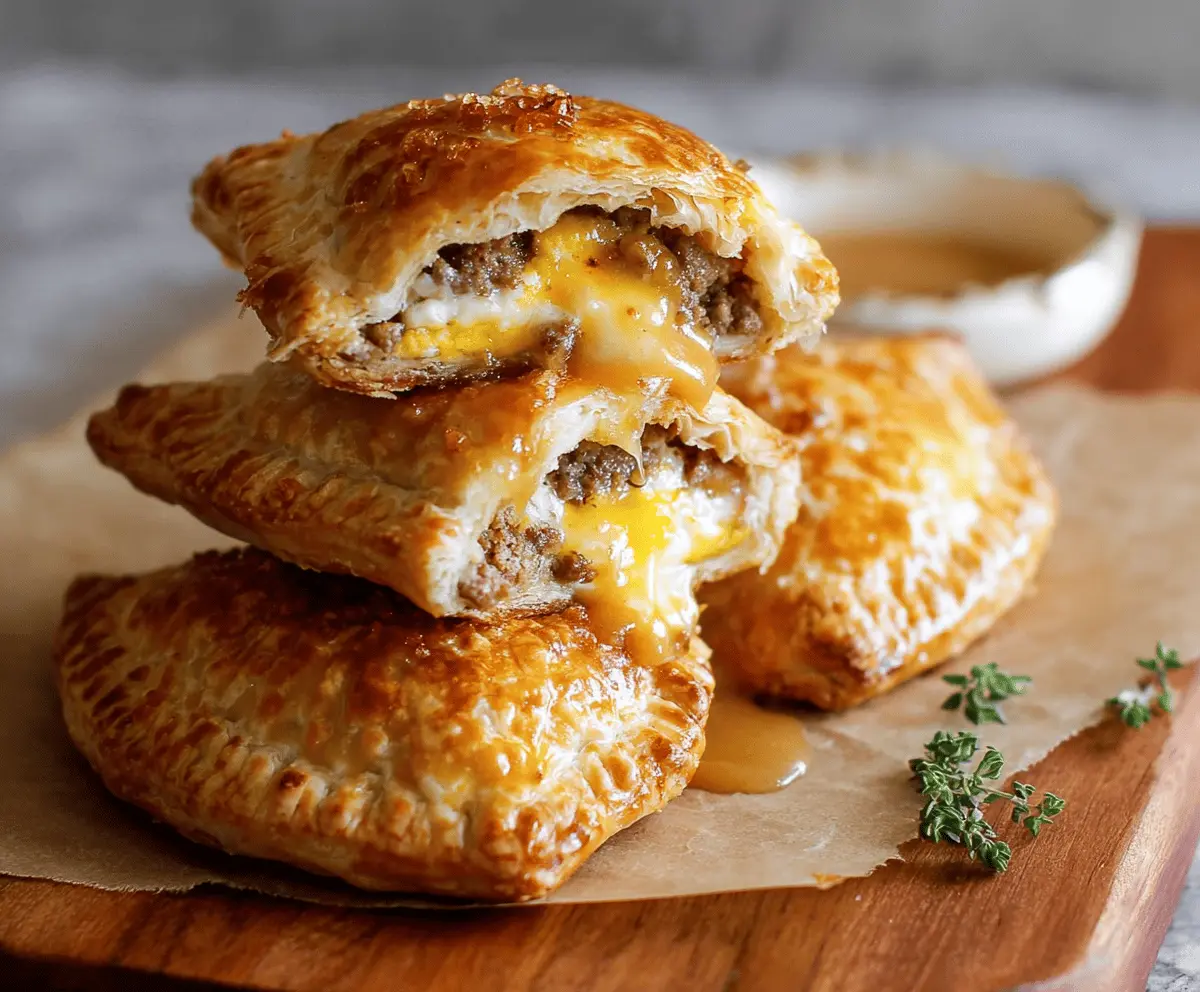 Delicious breakfast hand pies filled with maple sausage and flaky pastry, perfect for a hearty morning meal.