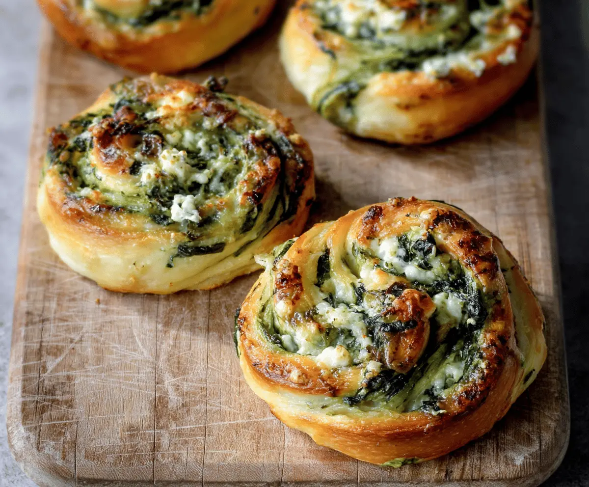 Delicious spinach and artichoke swirl pastries on a white plate, showcasing golden-brown, cheesy, and savory appetizers perfect for parties or snacks.
