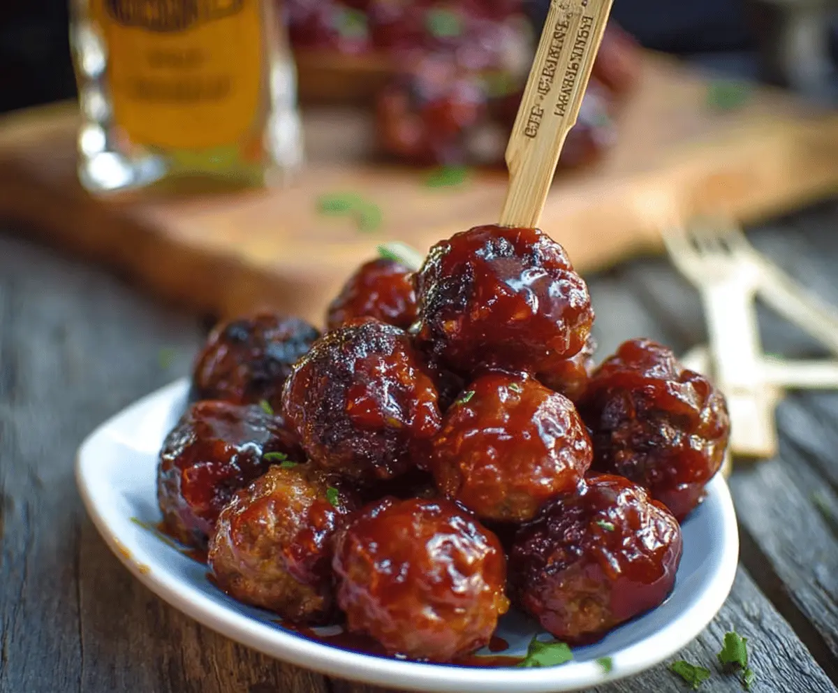 Whiskey Peach BBQ Meatballs 