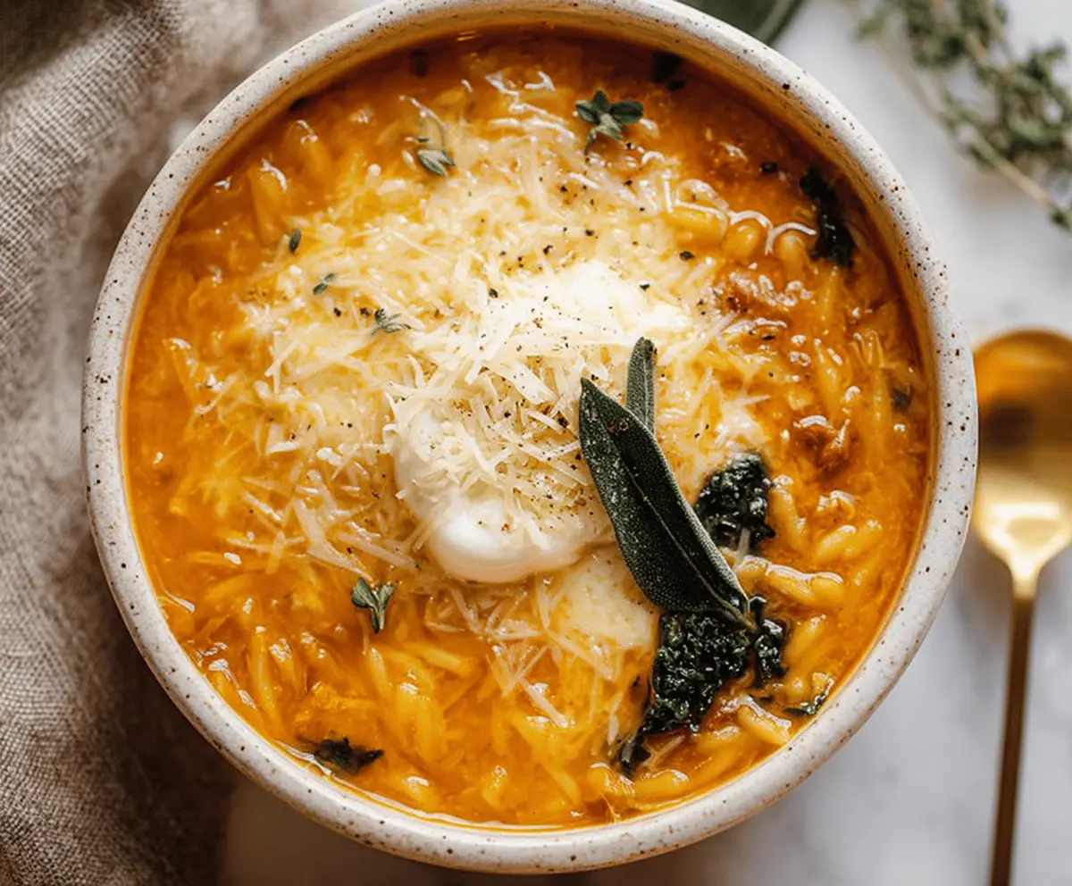 Butternut Squash Lasagna Soup with Kale & Mozzarella
