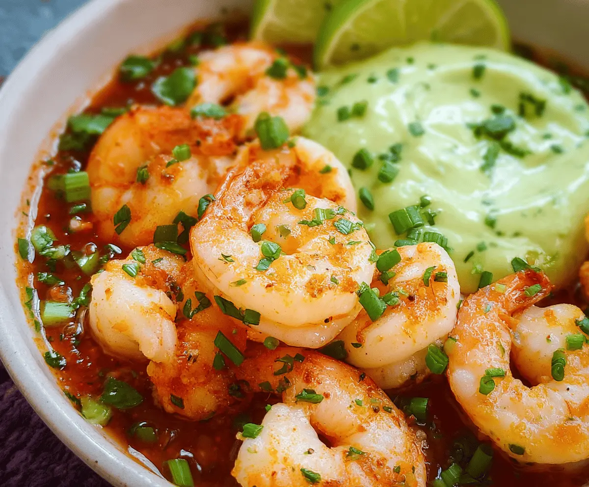 Delicious Culichi Salsa Shrimp garnished with fresh herbs and lime, served on a plate for a flavorful seafood dish