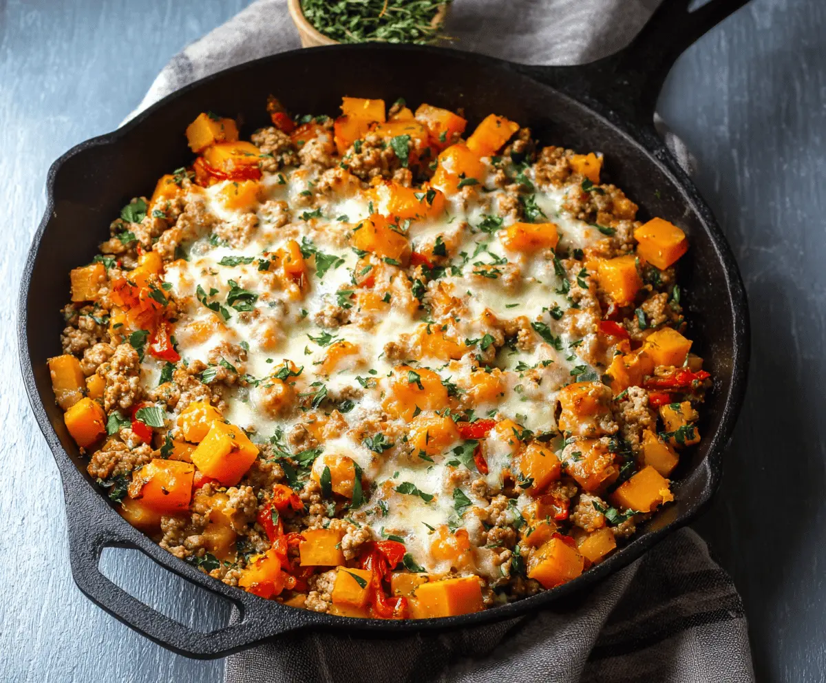 Ground Turkey Butternut Squash Skillet