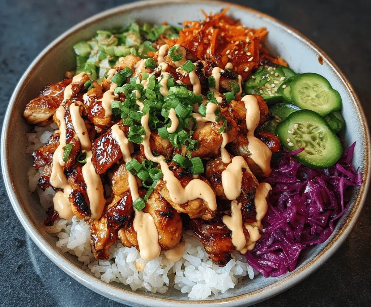 Korean BBQ Chicken Bowls with Gochujang Cream Sauce
